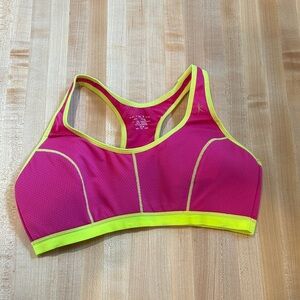 Dansk Hot Pink Sports Bra with Yellow Trim